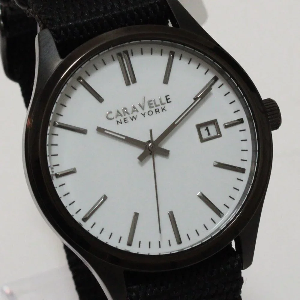Caravelle Men's Quartz Field Watch By Bulova Black NATO Strap Black Case 41mm